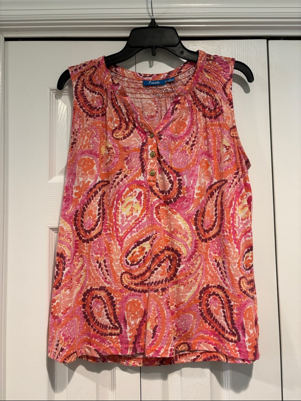 fresh Pink and Orange Paisley Sleeveless Top